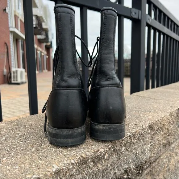 Vintage Justin Boots black roper lace up granny booties 6B