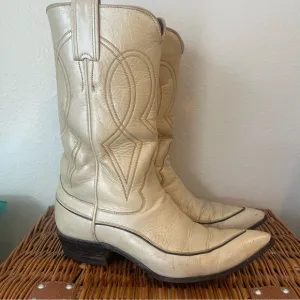 Vintage Justin Boots Women’s Size 7 C Ivory Cream Rodeo Livestock Show Western