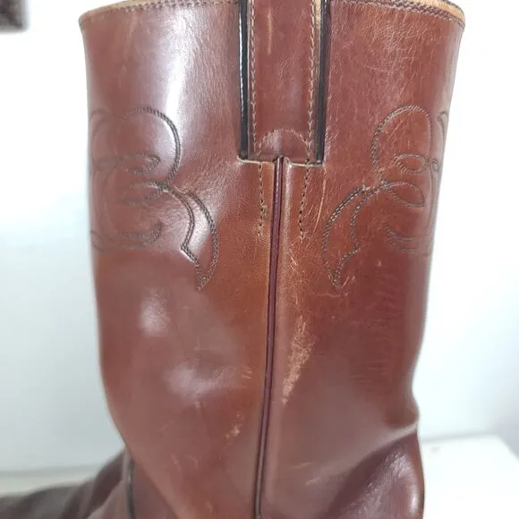 Vintage Justin Cowboy Boots Chocolate Brown C1712 Mens Size 12 E  Western USA