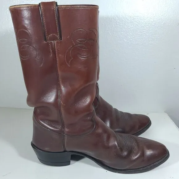 Vintage Justin Cowboy Boots Chocolate Brown C1712 Mens Size 12 E  Western USA