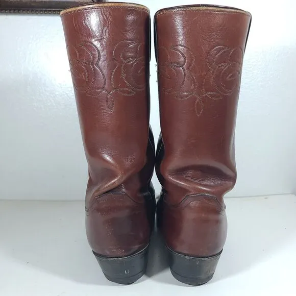 Vintage Justin Cowboy Boots Chocolate Brown C1712 Mens Size 12 E  Western USA