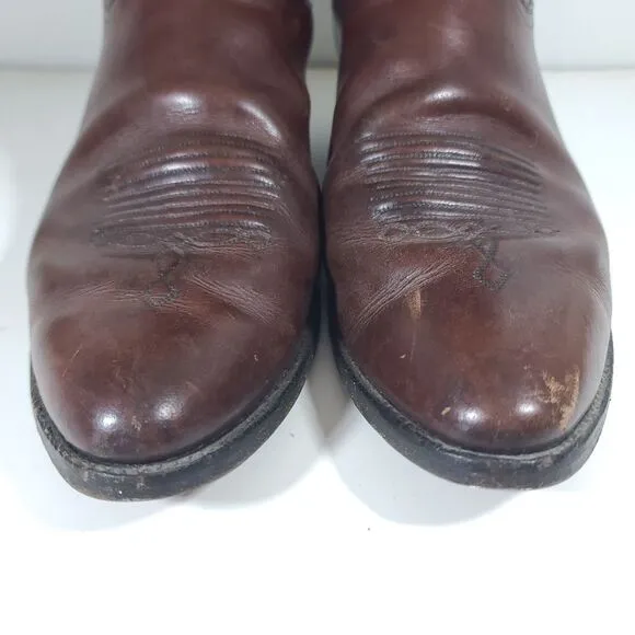 Vintage Justin Cowboy Boots Chocolate Brown C1712 Mens Size 12 E  Western USA