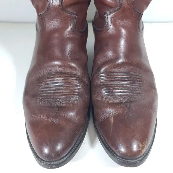 Vintage Justin Cowboy Boots Chocolate Brown C1712 Mens Size 12 E  Western USA
