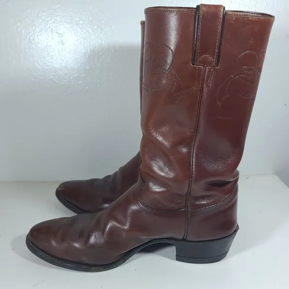 Vintage Justin Cowboy Boots Chocolate Brown C1712 Mens Size 12 E  Western USA