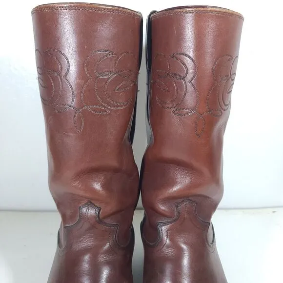Vintage Justin Cowboy Boots Chocolate Brown C1712 Mens Size 12 E  Western USA