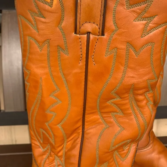 Vintage Justin Cowboy Boots Cognac Brown Leather Style 2911 Western Size 8.5E
