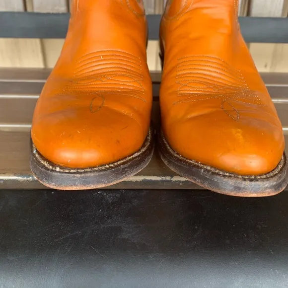 Vintage Justin Cowboy Boots Cognac Brown Leather Style 2911 Western Size 8.5E