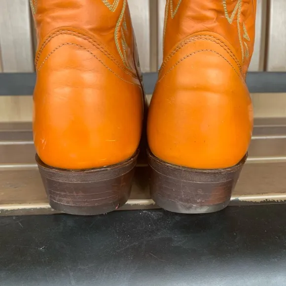Vintage Justin Cowboy Boots Cognac Brown Leather Style 2911 Western Size 8.5E