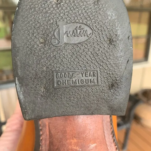 Vintage Justin Cowboy Boots Cognac Brown Leather Style 2911 Western Size 8.5E