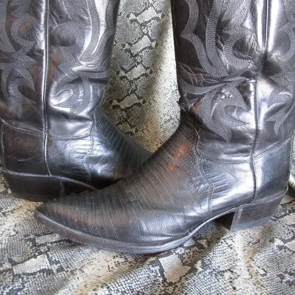 Vintage Justin Lizard Cowboy Boots size 9B