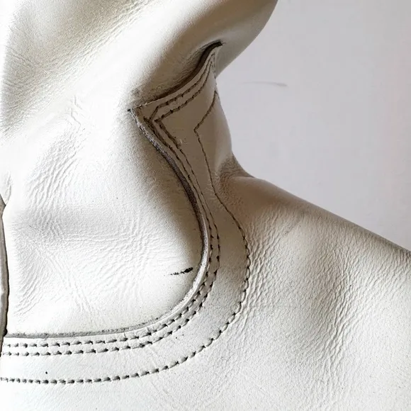Vintage Justin Pearl White Cowgirl Roper Boots 6.5 B Made In Mexico Almond Toe