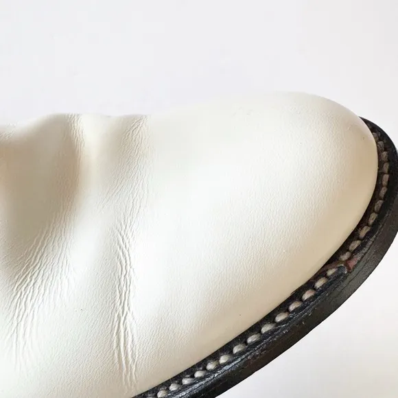 Vintage Justin Pearl White Cowgirl Roper Boots 6.5 B Made In Mexico Almond Toe