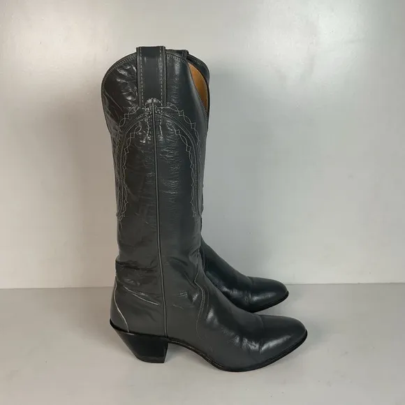 Vintage Justin Tall Grey Cowgirl Boots 7 B USA Made