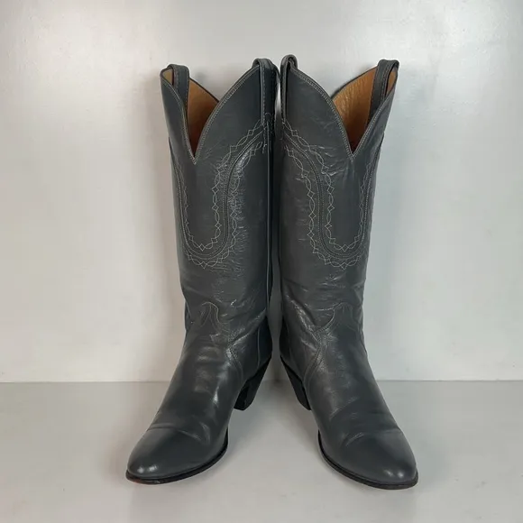 Vintage Justin Tall Grey Cowgirl Boots 7 B USA Made