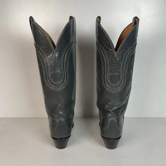 Vintage Justin Tall Grey Cowgirl Boots 7 B USA Made