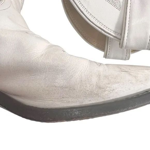 Vintage Justin White Leather Western Cowboy Boots