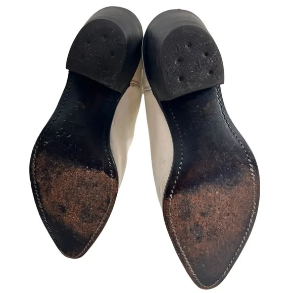 Vintage Justin White Leather Western Cowboy Boots