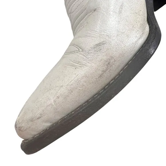 Vintage Justin White Leather Western Cowboy Boots