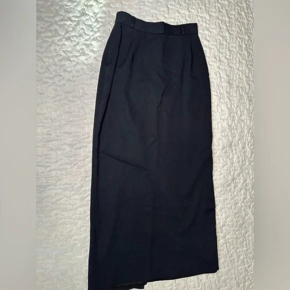 Vintage Karen Kane Black Wool Blend High Waisted Midi Pencil Skirt 90s, Size 2/4