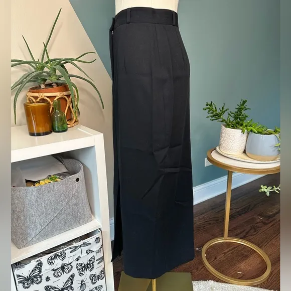 Vintage Karen Kane Black Wool Blend High Waisted Midi Pencil Skirt 90s, Size 2/4