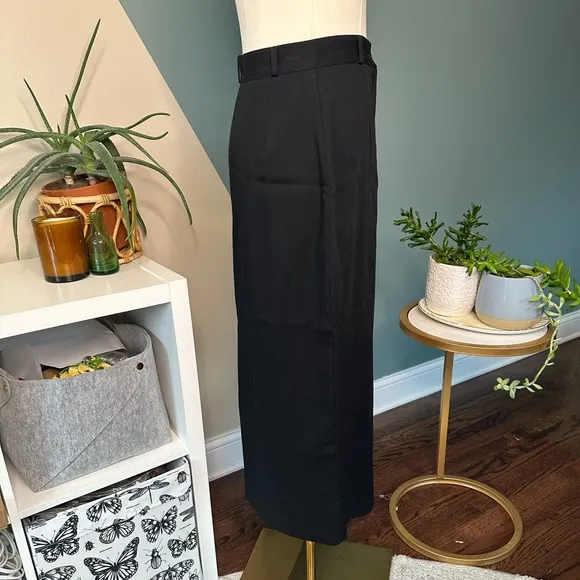 Vintage Karen Kane Black Wool Blend High Waisted Midi Pencil Skirt 90s, Size 2/4