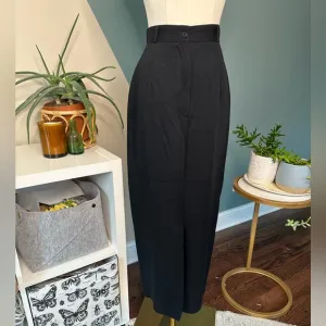 Vintage Karen Kane Black Wool Blend High Waisted Midi Pencil Skirt 90s, Size 2/4