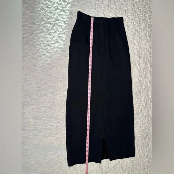 Vintage Karen Kane Black Wool Blend High Waisted Midi Pencil Skirt 90s, Size 2/4