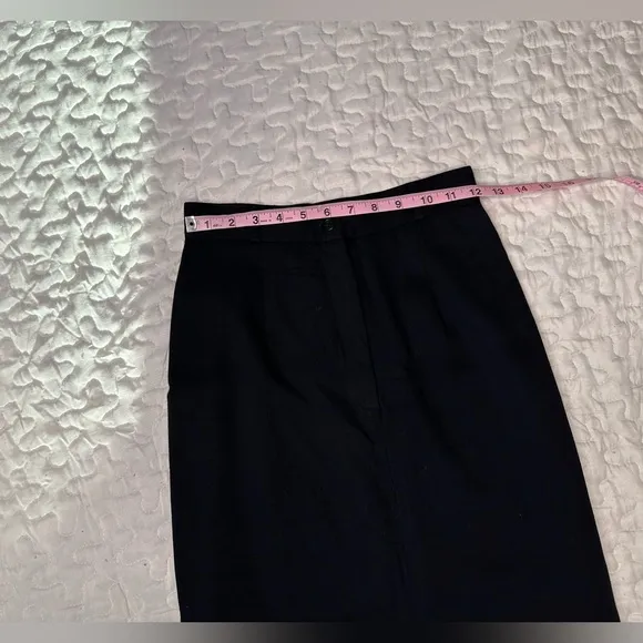 Vintage Karen Kane Black Wool Blend High Waisted Midi Pencil Skirt 90s, Size 2/4