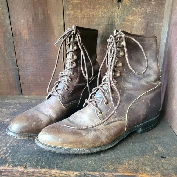 vintage lace up Justin's roper boots