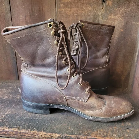 vintage lace up Justin's roper boots