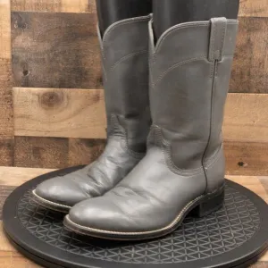 VINTAGE LAREDO ROPER MENS COWBOY BOOTS GRAY LEATHER WESTERN RANCH SIZE 8.5D