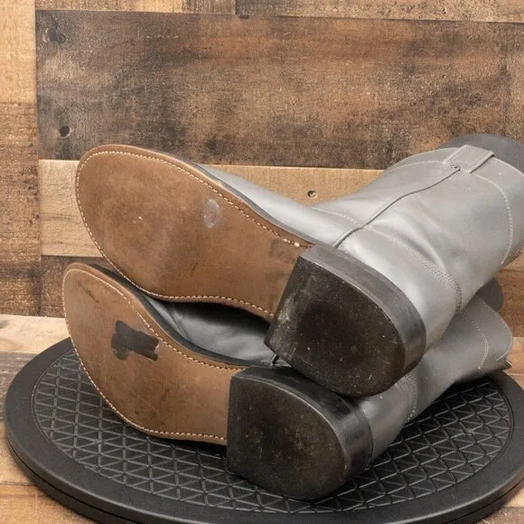 VINTAGE LAREDO ROPER MENS COWBOY BOOTS GRAY LEATHER WESTERN RANCH SIZE 8.5D