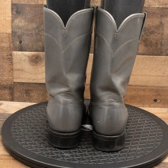 VINTAGE LAREDO ROPER MENS COWBOY BOOTS GRAY LEATHER WESTERN RANCH SIZE 8.5D