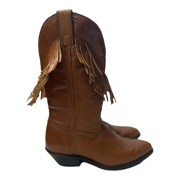 Vintage Laredo Women’s Brown Leather Fringe Western Cowgirl Boots