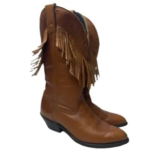 Vintage Laredo Women’s Brown Leather Fringe Western Cowgirl Boots