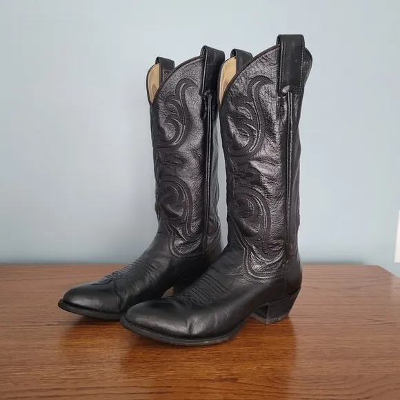 Vintage Larry Mahan Boots Womens 5B Black Cowboy Boots Western