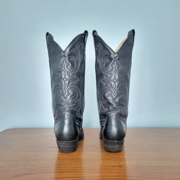 Vintage Larry Mahan Boots Womens 5B Black Cowboy Boots Western