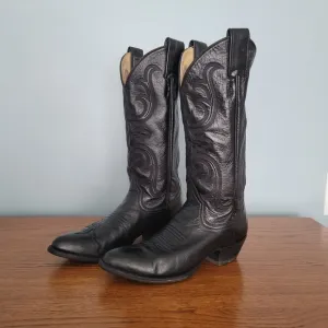 Vintage Larry Mahan Boots Womens 5B Black Cowboy Boots Western