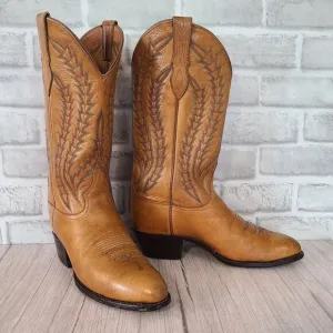 Vintage Larry Mahan Cowboy Boots Leather Western Sz 8 D Made in USA Rustic