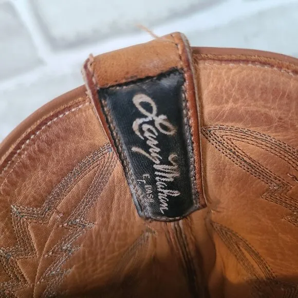 Vintage Larry Mahan Cowboy Boots Leather Western Sz 8 D Made in USA Rustic