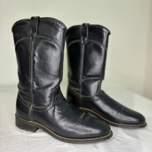 Vintage Leather Black Western Boots