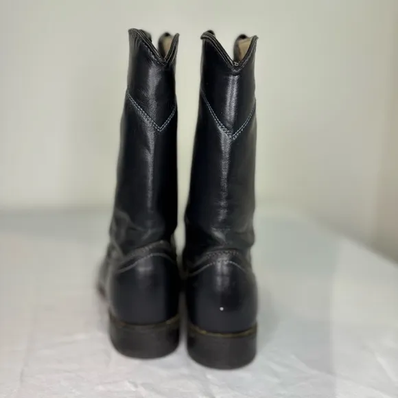 Vintage Leather Black Western Boots