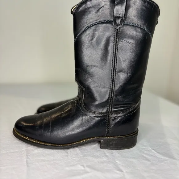Vintage Leather Black Western Boots