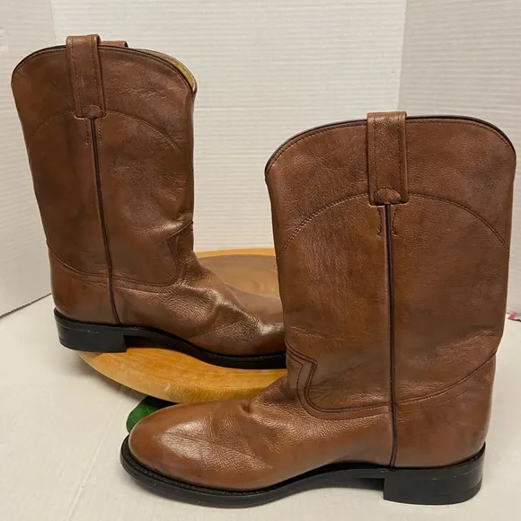 Vintage Leather Pull On DAN POST Cowboy Western Boots Sz:9D