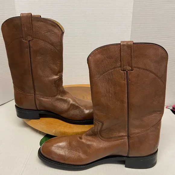 Vintage Leather Pull On DAN POST Cowboy Western Boots Sz:9D