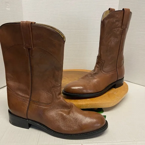 Vintage Leather Pull On DAN POST Cowboy Western Boots Sz:9D