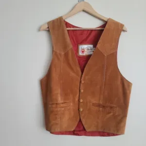Vintage leather tan vest Sears Leather Shop sz 38