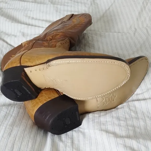 Vintage leather two tone cowboy boots hondo boots