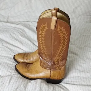 Vintage leather two tone cowboy boots hondo boots