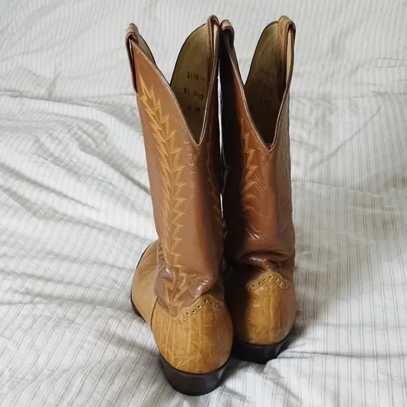 Vintage leather two tone cowboy boots hondo boots